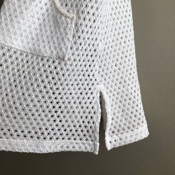 Donna Vintage Mesh Lace Zip-Up Beach Cover Up Dress | White | Size S - Picture 7 of 14